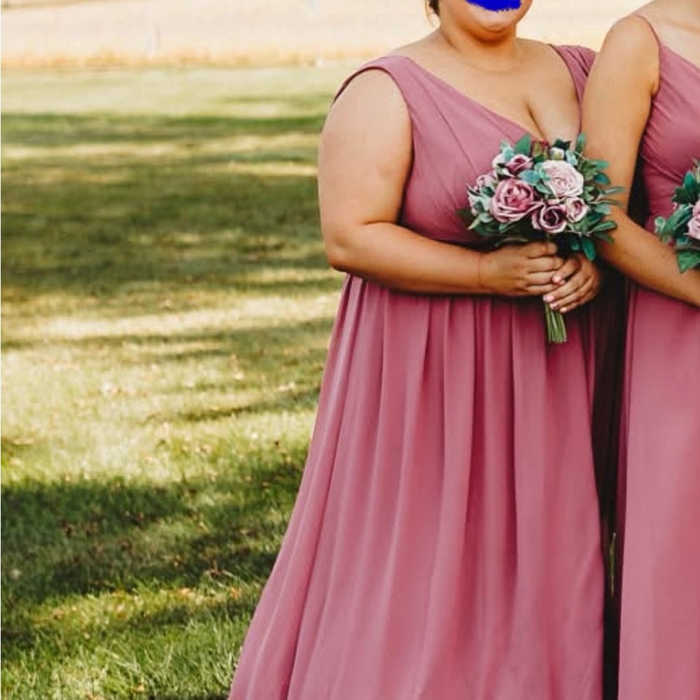 Bill levkoff plus size bridesmaid dress. Rosewood.